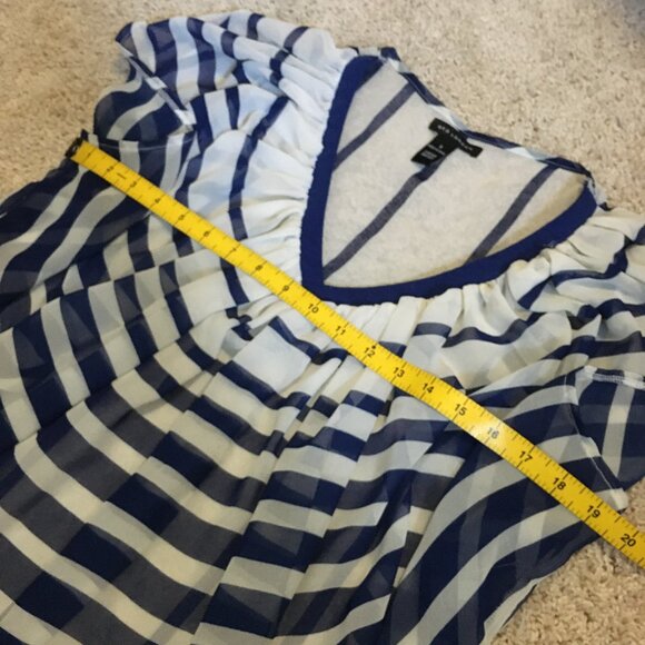 QED London Navy & White Flowing Nightingale Shirt - Picture 14 of 16